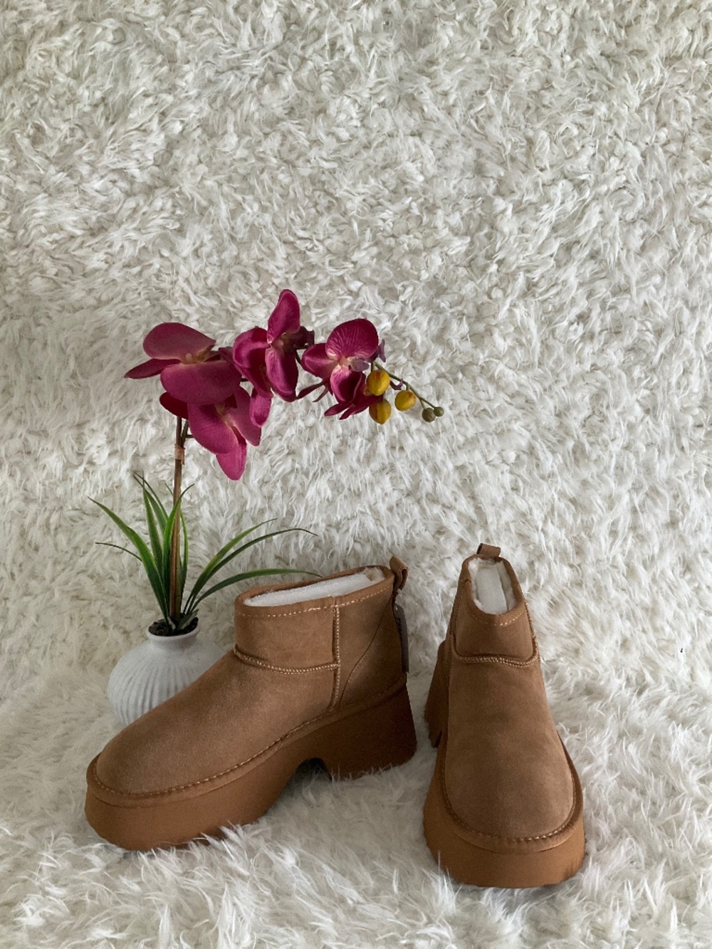 TEMOFON WOMEN'S CHESTNUT SUEDE PLATFORM ANKLE BOOTS~SIZE 11~NEW!